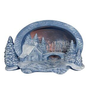 Hershey Mold Winter Wonderland Lighted Village Scene Ceramic Blue Barn Bridge 5"